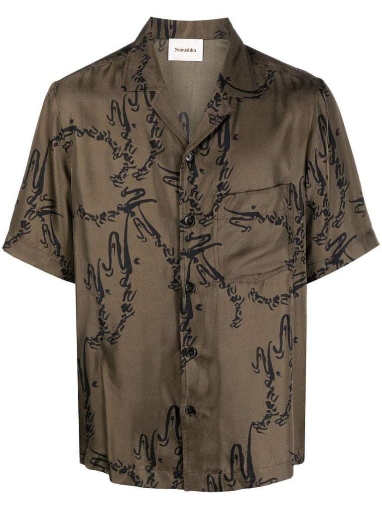 Green Bodil Printed Silk Shirt
