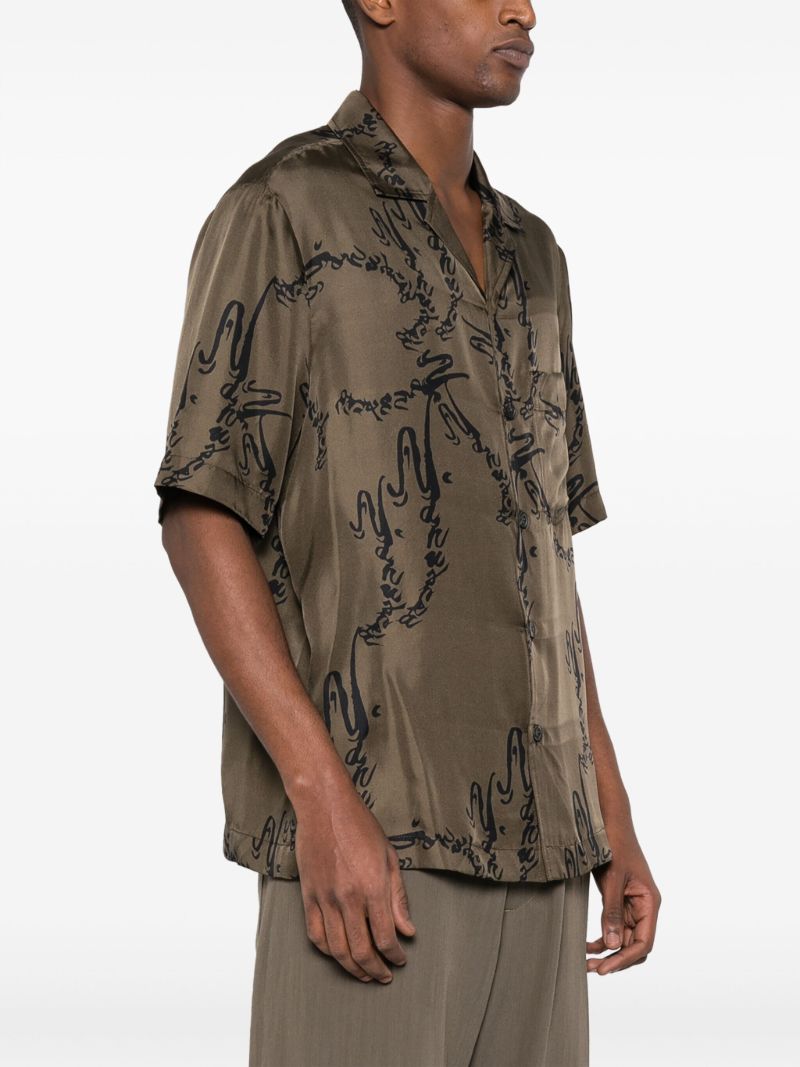 Green Bodil Printed Silk Shirt