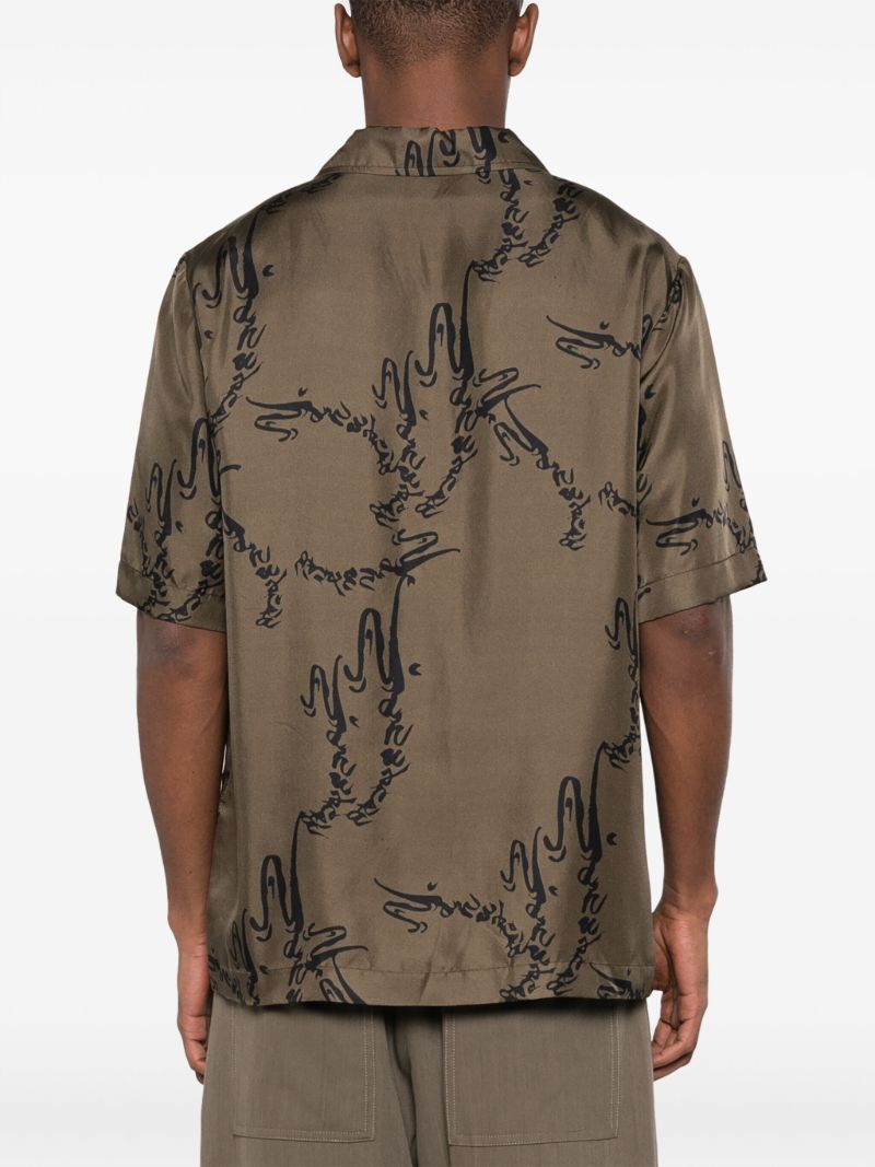 Green Bodil Printed Silk Shirt