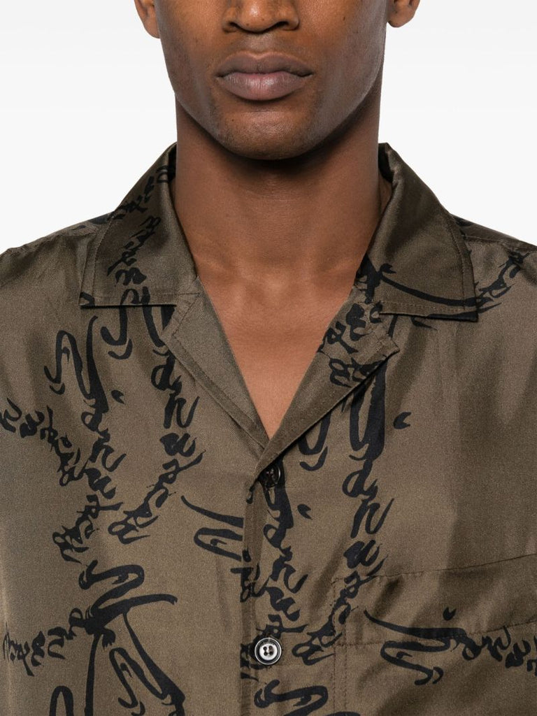 Green Bodil Printed Silk Shirt