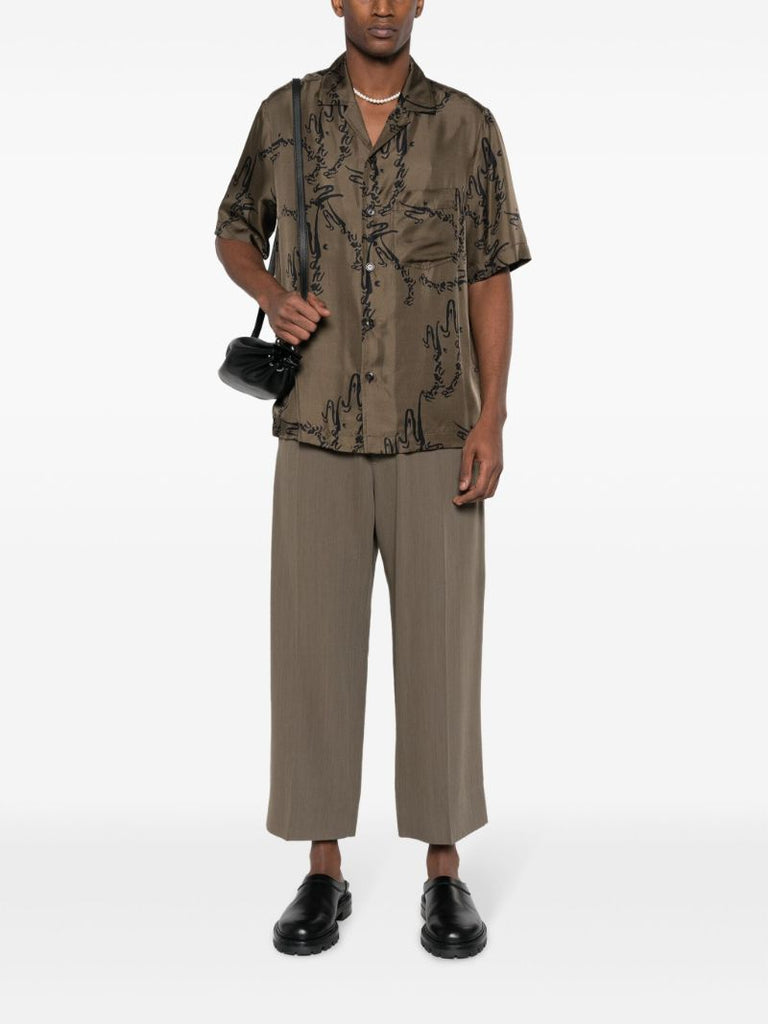 Green Bodil Printed Silk Shirt