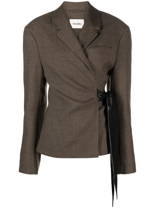 Brown Candace Wrap Wool Blazer