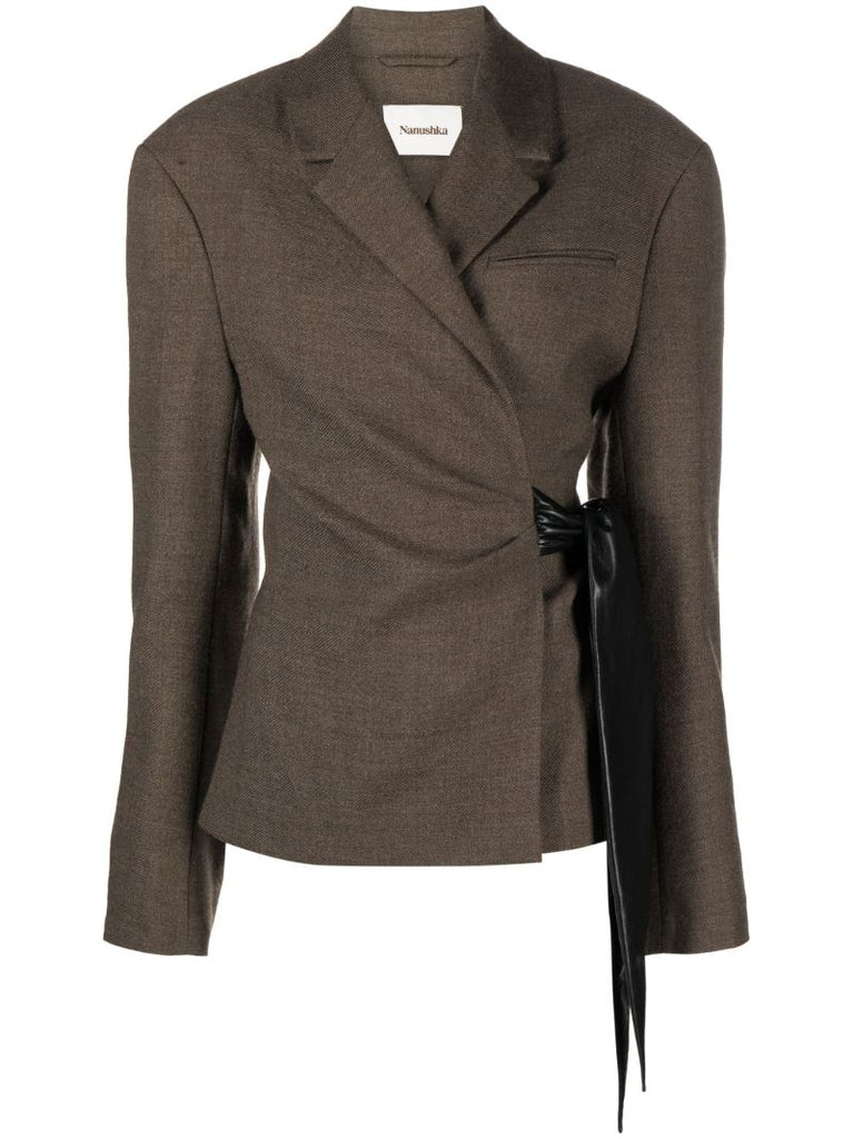 Brown Candace Wrap Wool Blazer