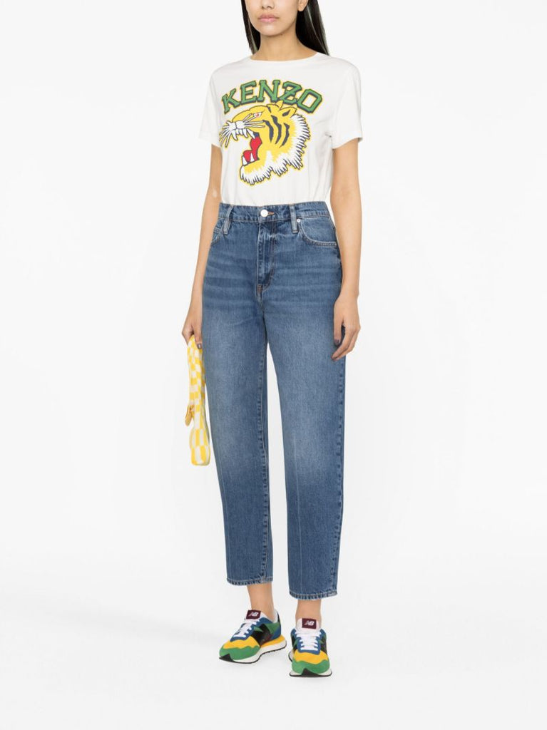 White Tiger Head Print T-shirt