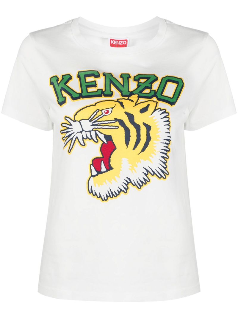 White Tiger Head Print T-shirt