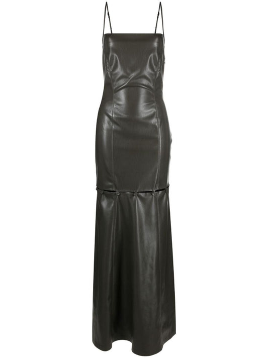 Green Freza Vegan Leather Long Dress