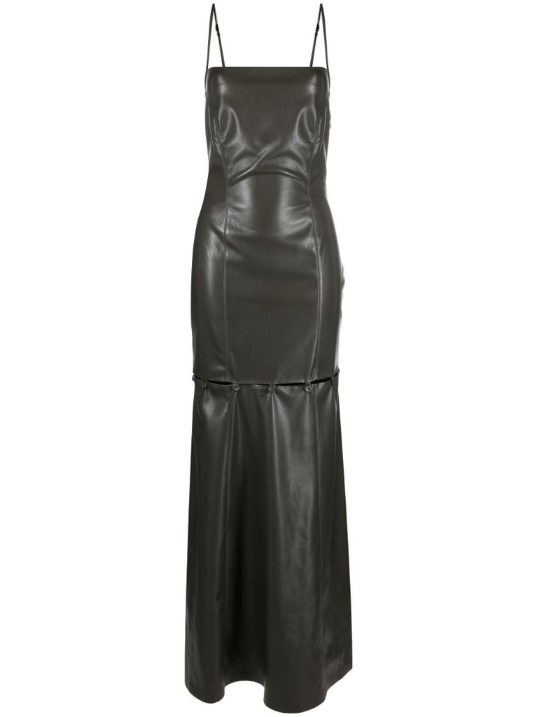 Green Freza Vegan Leather Long Dress