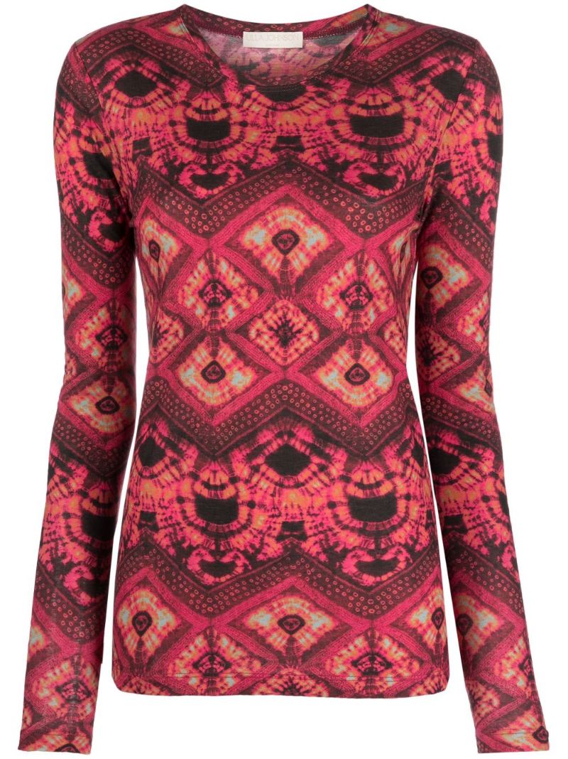Red Eve Abstract-print Cotton Top