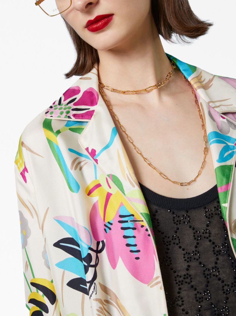 Neutral Floral Silk Shirt