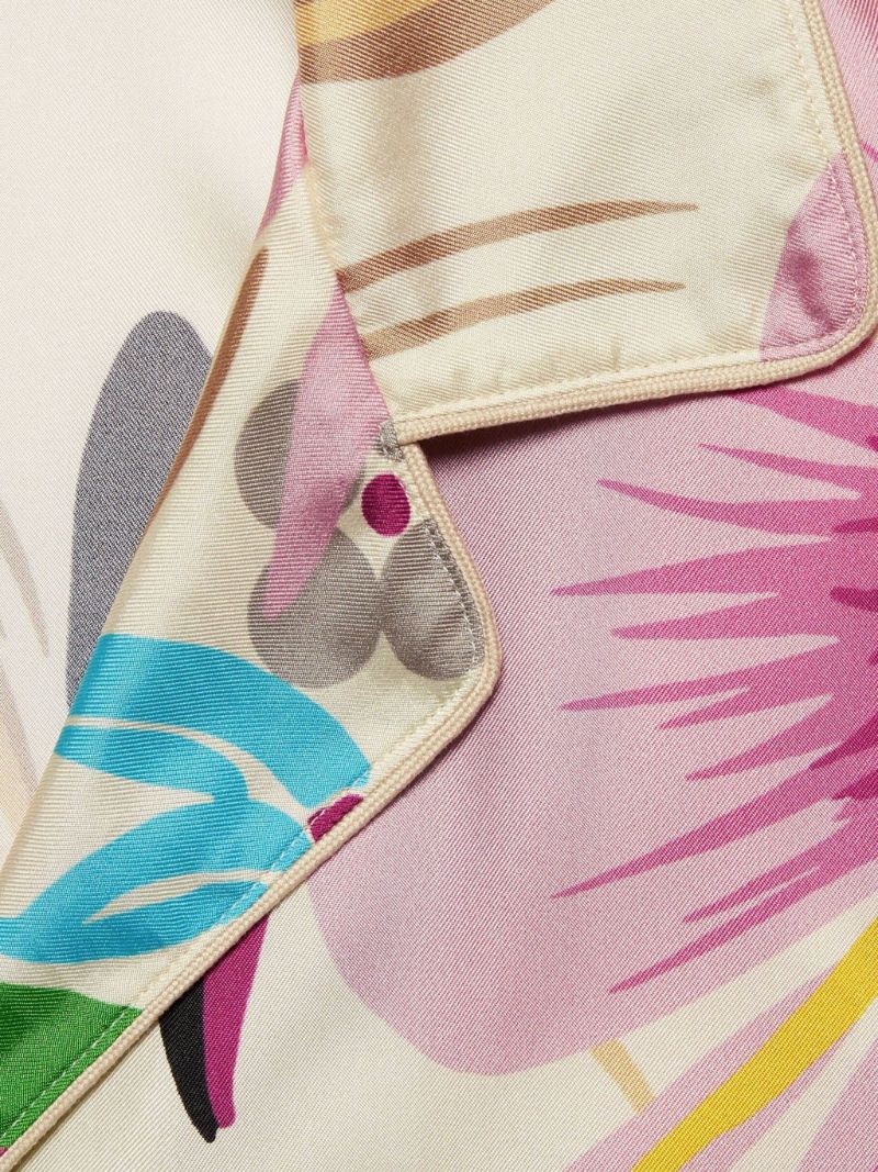 Neutral Floral Silk Shirt