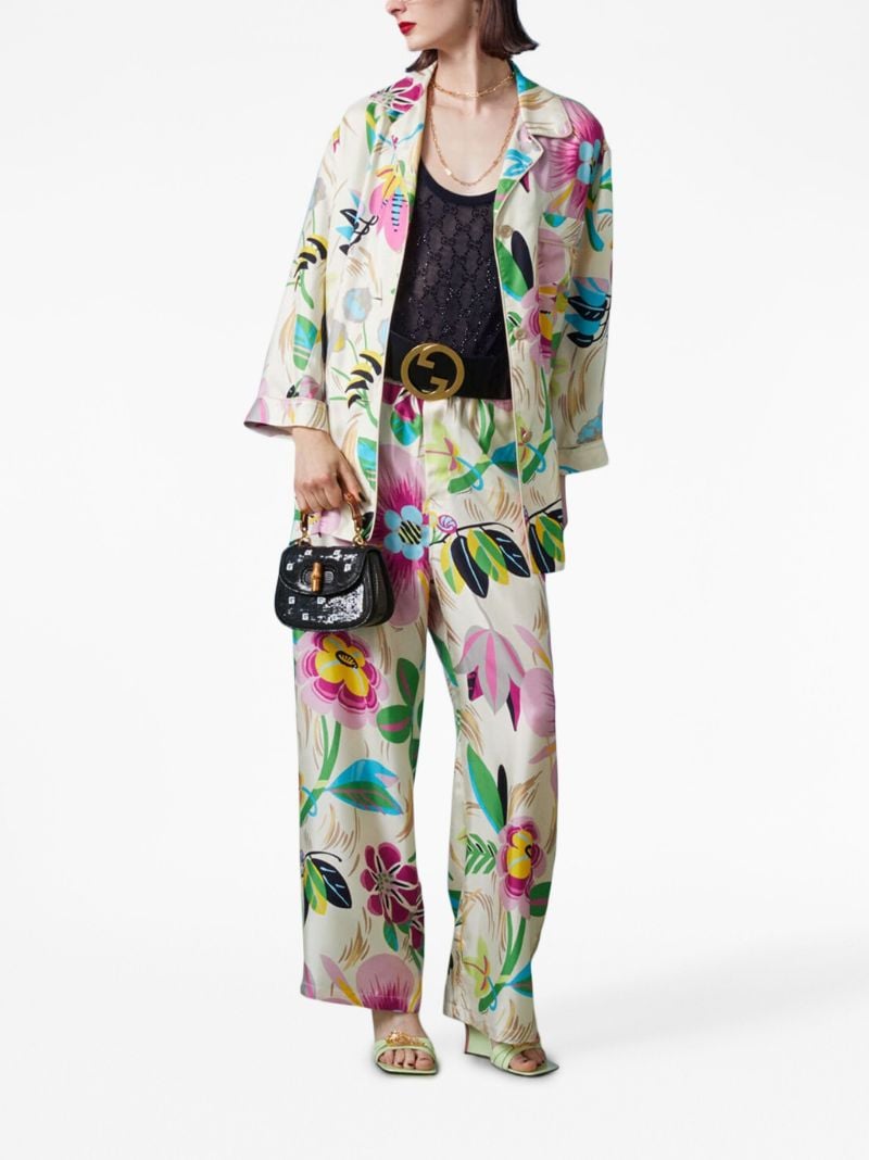 Neutral Floral Silk Shirt