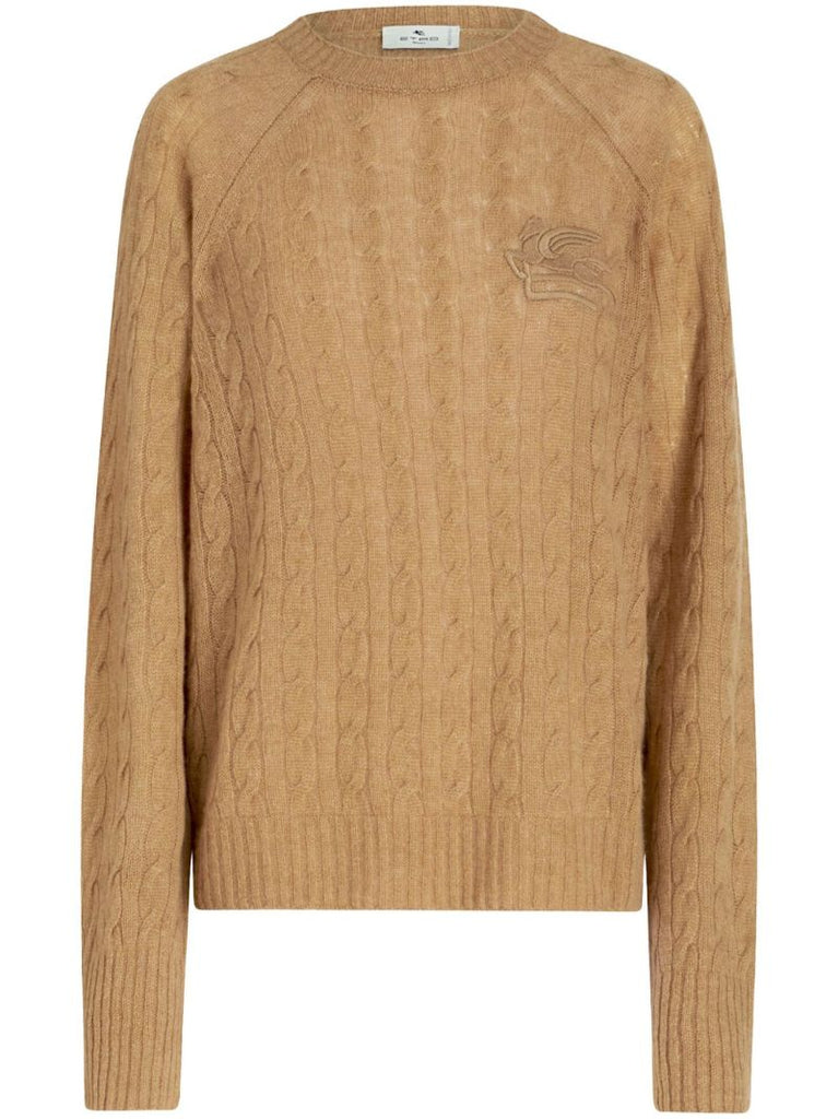 Brown Cable-knit Cashmere Sweater