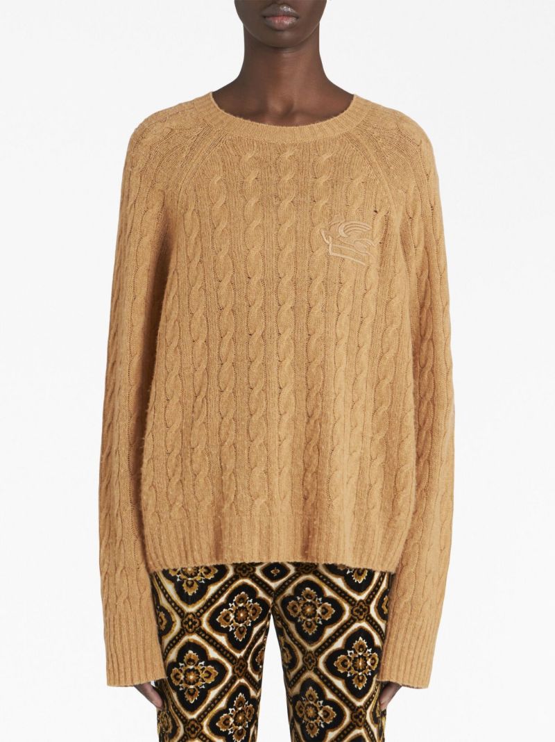 Brown Cable-knit Cashmere Sweater