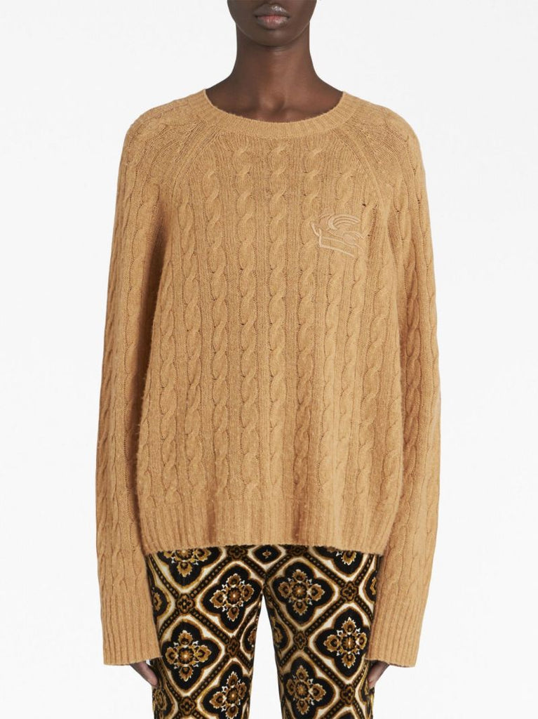 Brown Cable-knit Cashmere Sweater