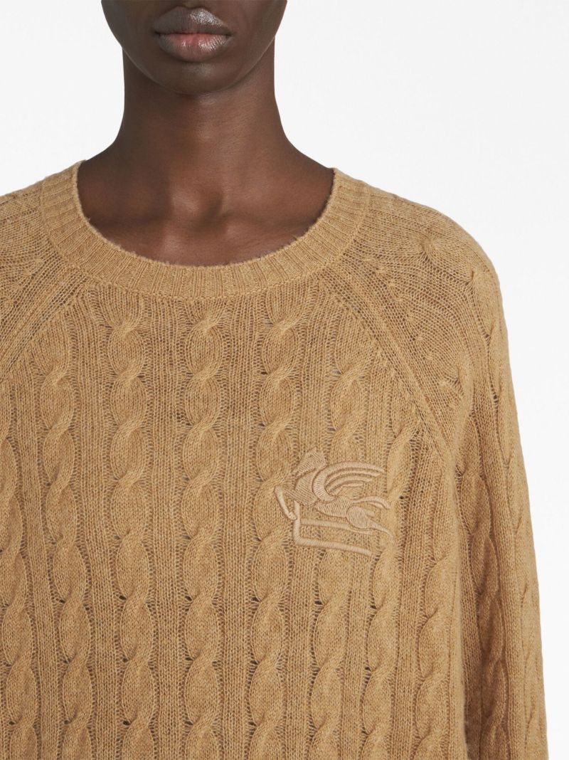 Brown Cable-knit Cashmere Sweater