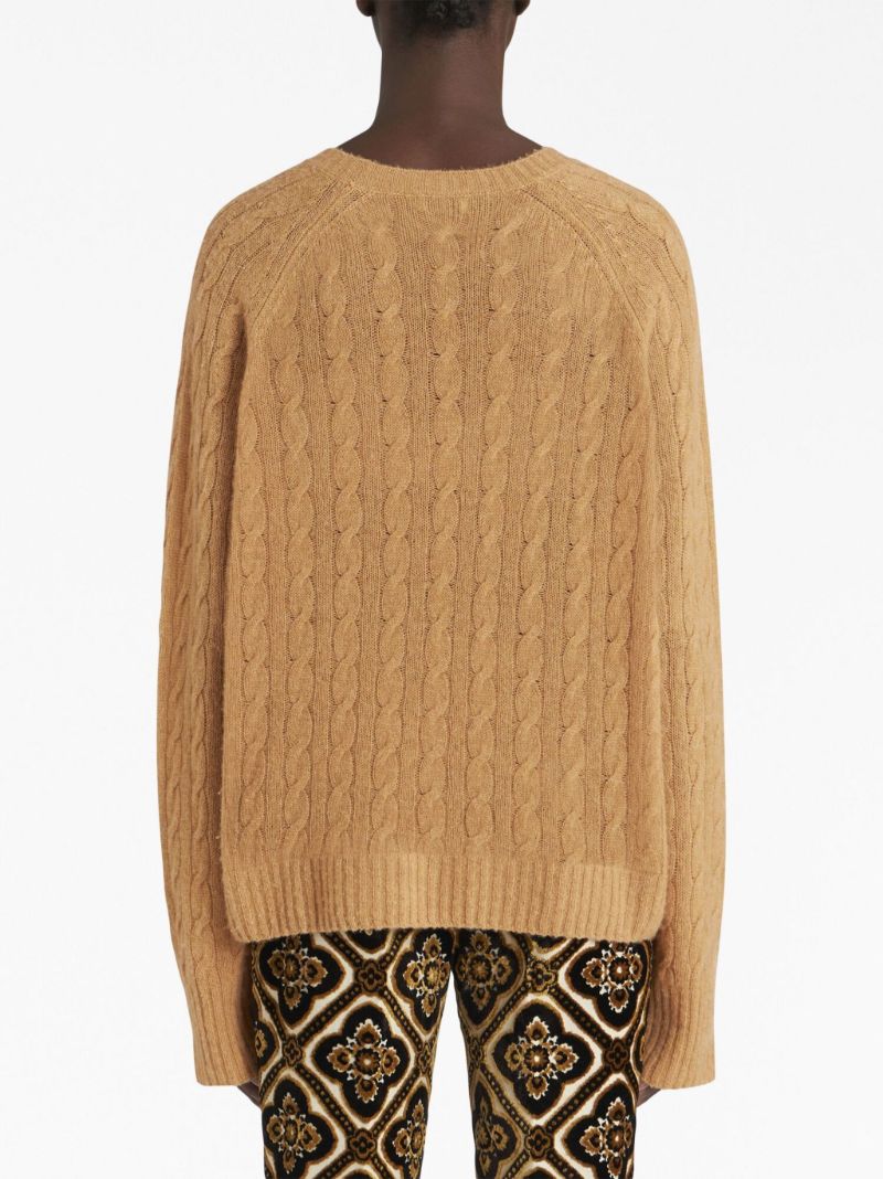 Brown Cable-knit Cashmere Sweater