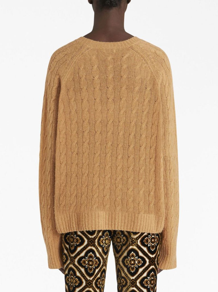 Brown Cable-knit Cashmere Sweater