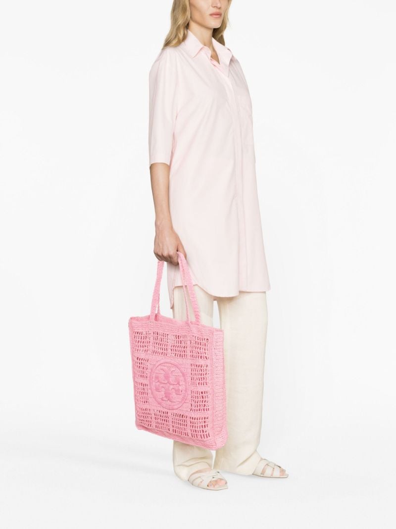Pink Ella Crochet Raffia Tote Bag