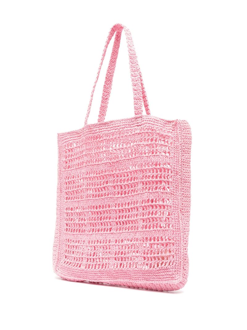 Pink Ella Crochet Raffia Tote Bag