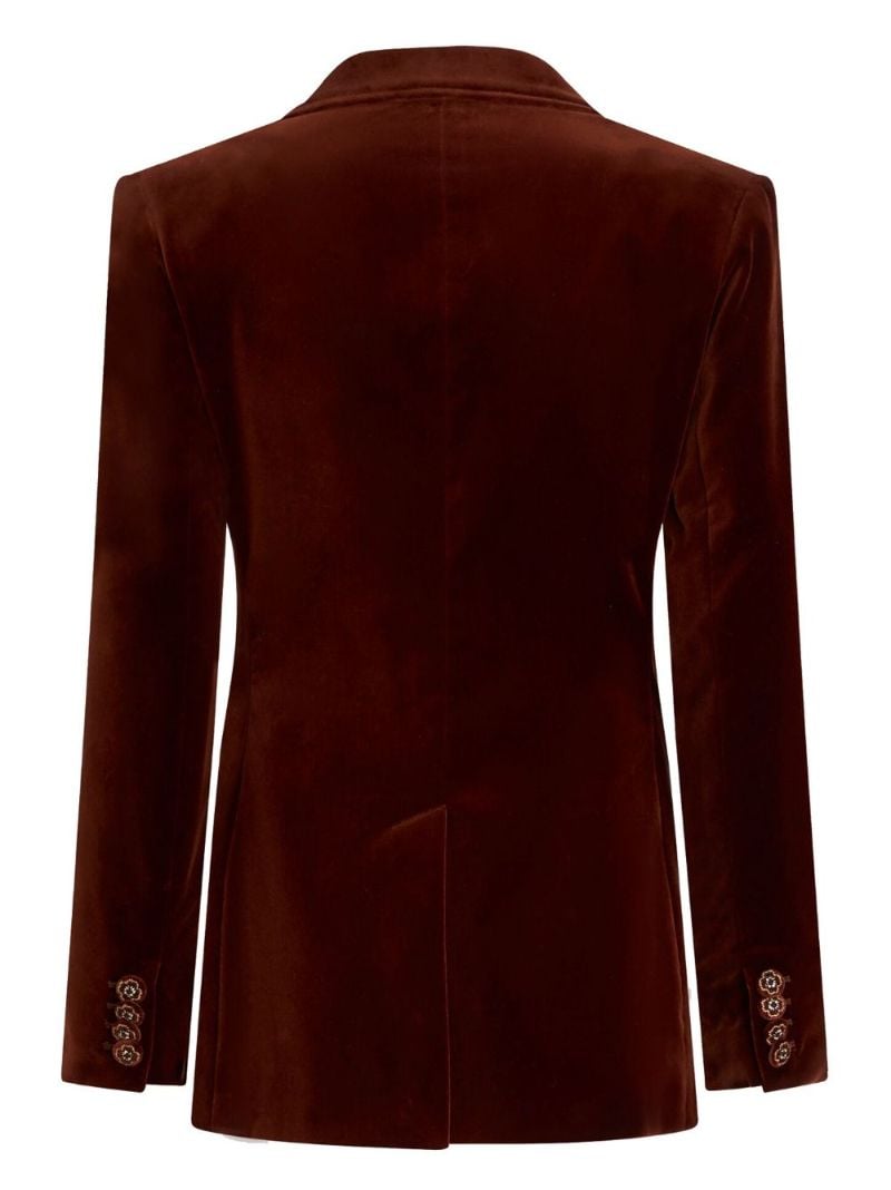 Brown Double-breasted Velvet Blazer