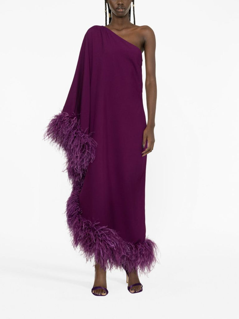Purple Ubud Feather Asymmetric Gown
