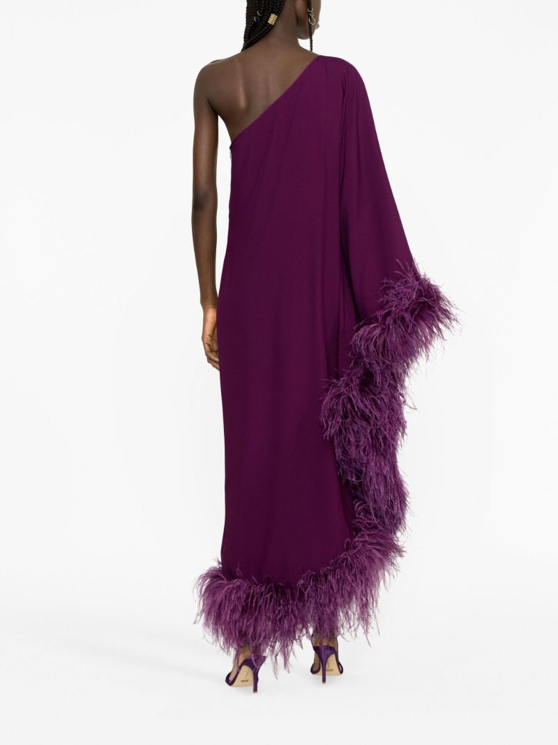 Purple Ubud Feather Asymmetric Gown
