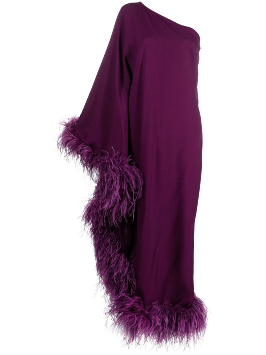 Purple Ubud Feather Asymmetric Gown