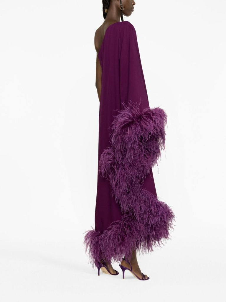 Purple Ubud Feather Asymmetric Gown