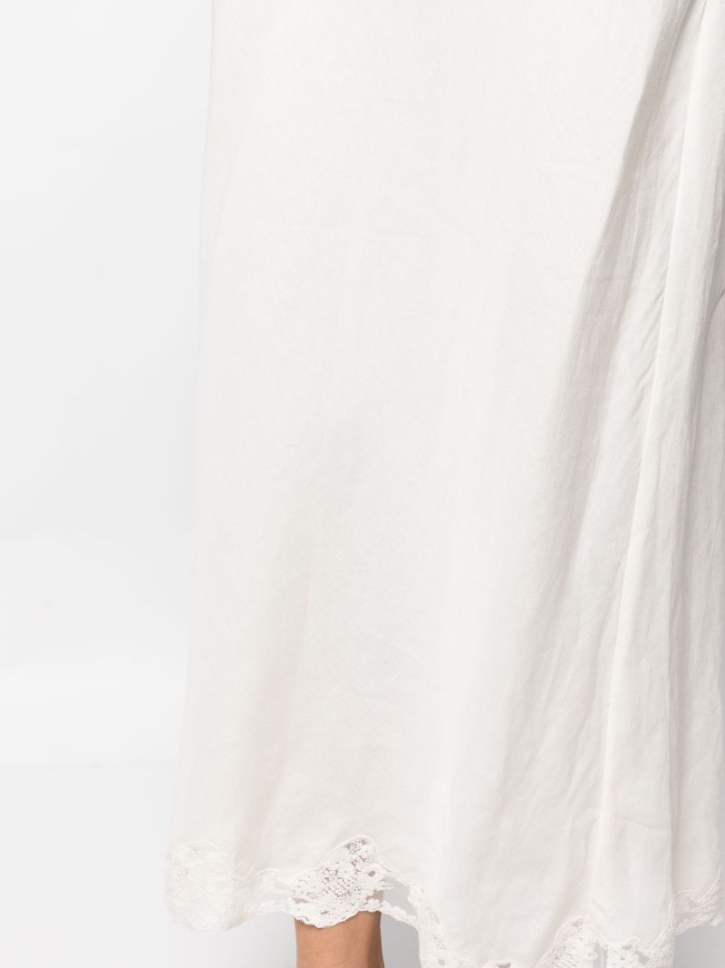 Neutral Crystal Lace Trim Midi Skirt