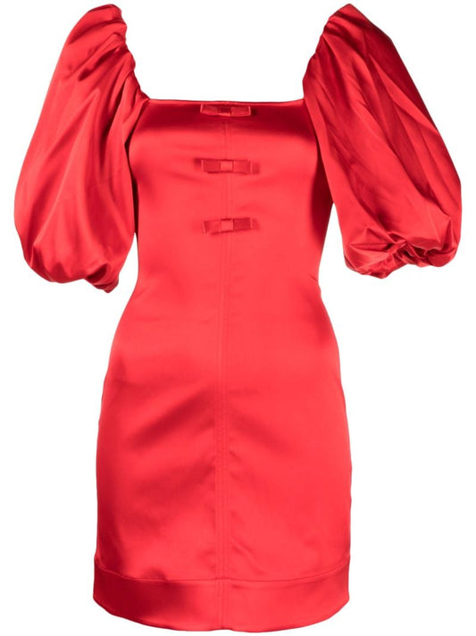 Red Puff-sleeve Mini Dress