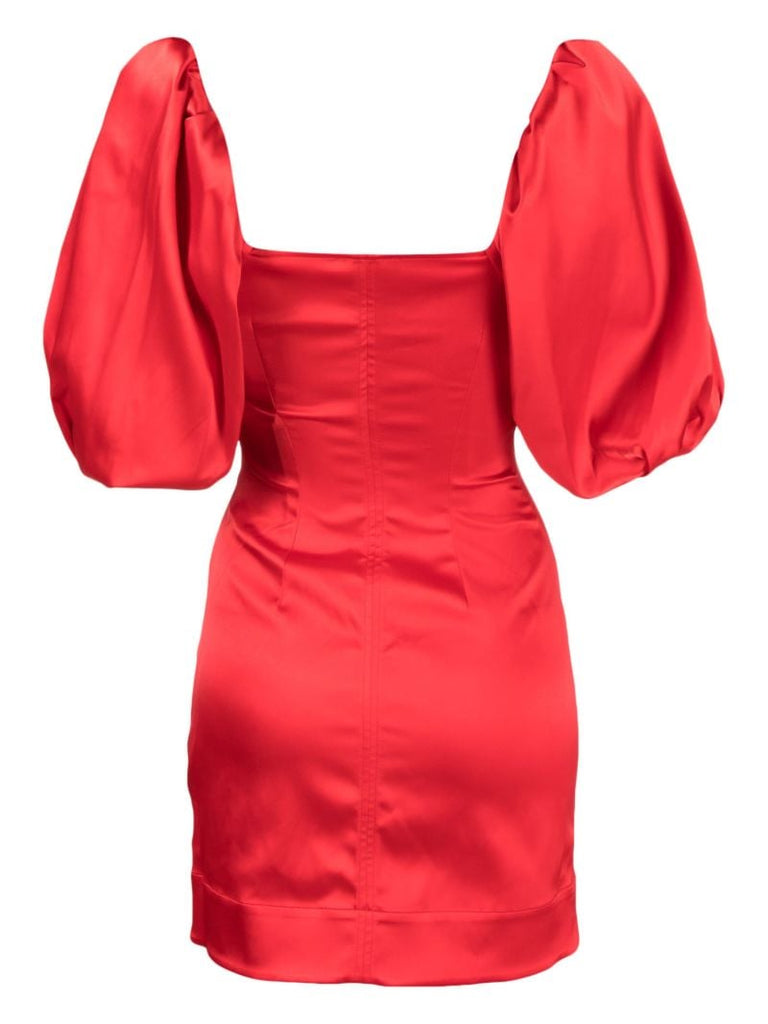 Red Puff-sleeve Mini Dress