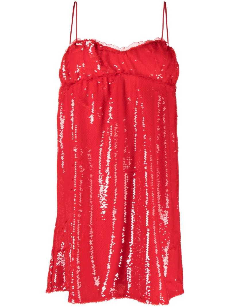 Red Sequinned Mini Dress