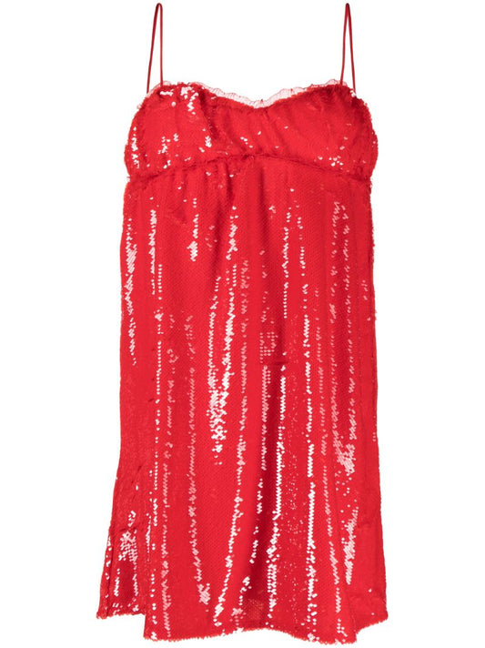 Red Sequinned Mini Dress
