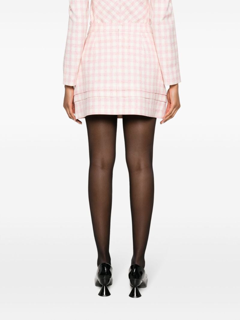 Pink Tuck Checked Mini Skirt