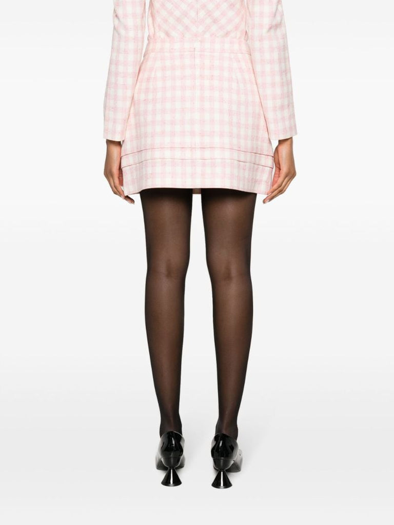 Pink Tuck Checked Mini Skirt