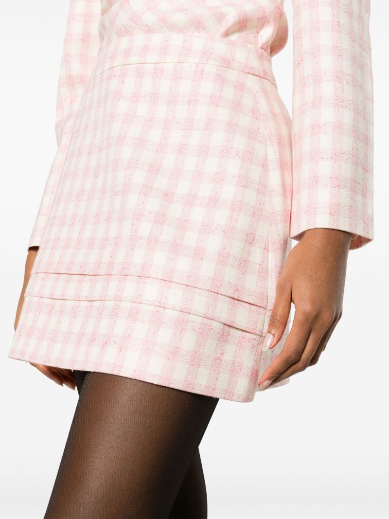 Pink Tuck Checked Mini Skirt