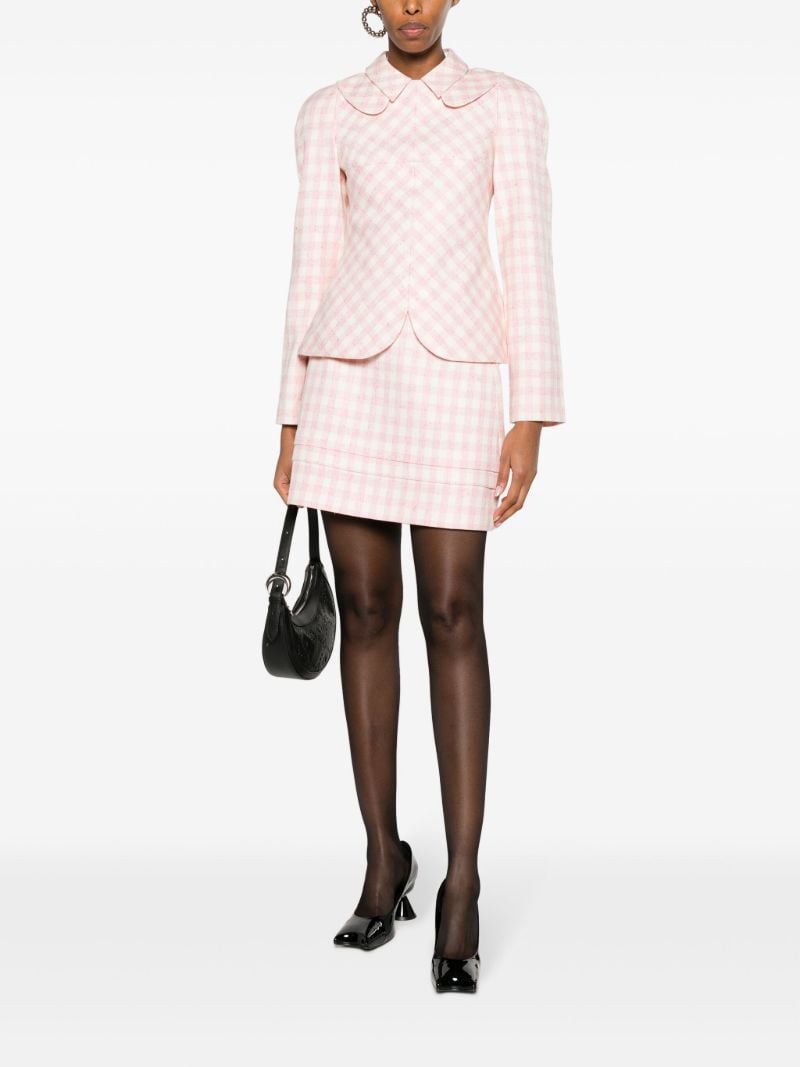 Pink Tuck Checked Mini Skirt