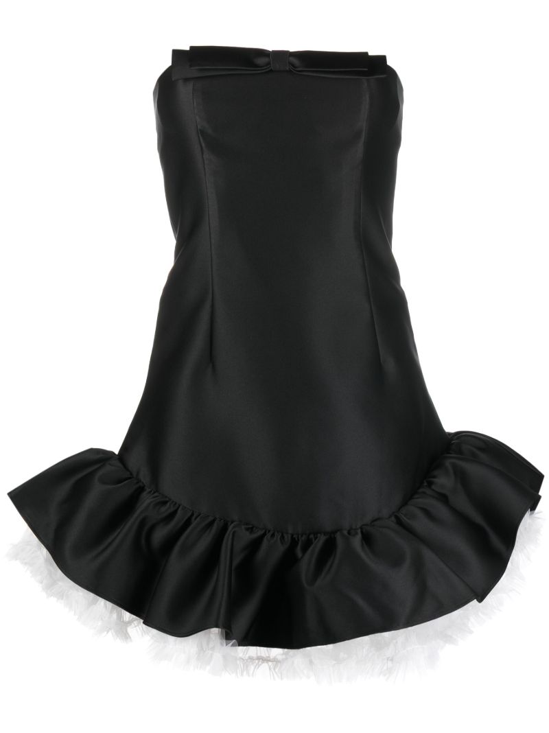 Black Ruffled Strapless Minidress