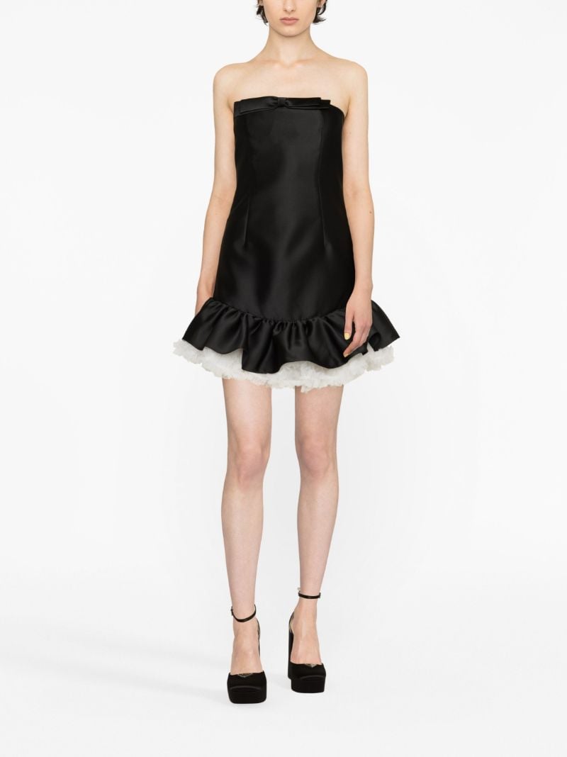 Black Ruffled Strapless Minidress