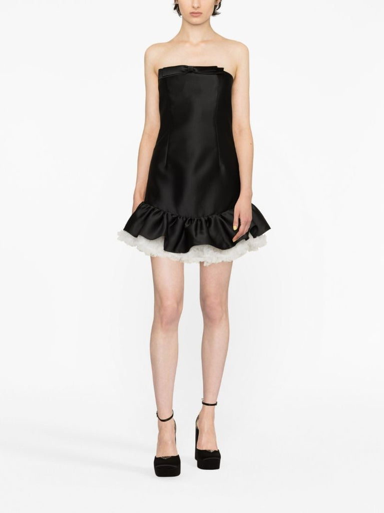 Black Ruffled Strapless Minidress