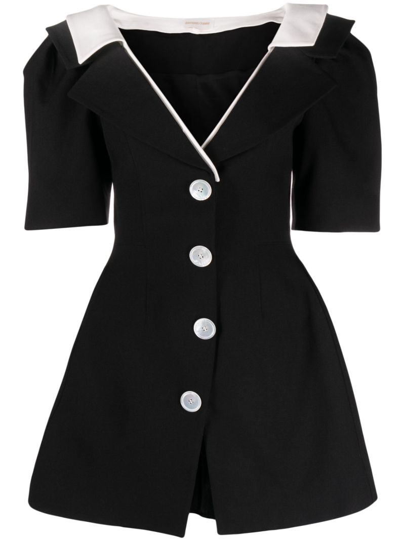 Black Double Collar Mini Dress