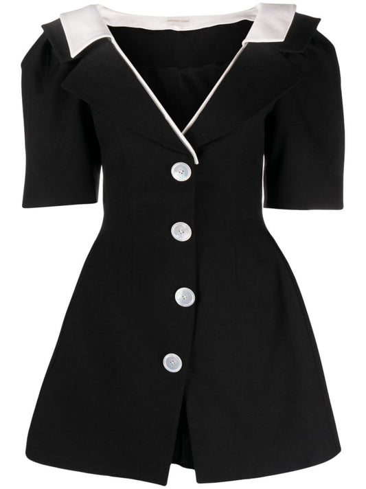 Black Double Collar Mini Dress