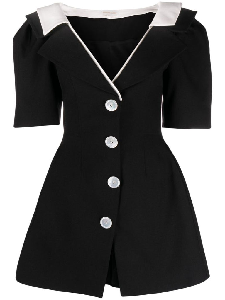 Black Double Collar Mini Dress