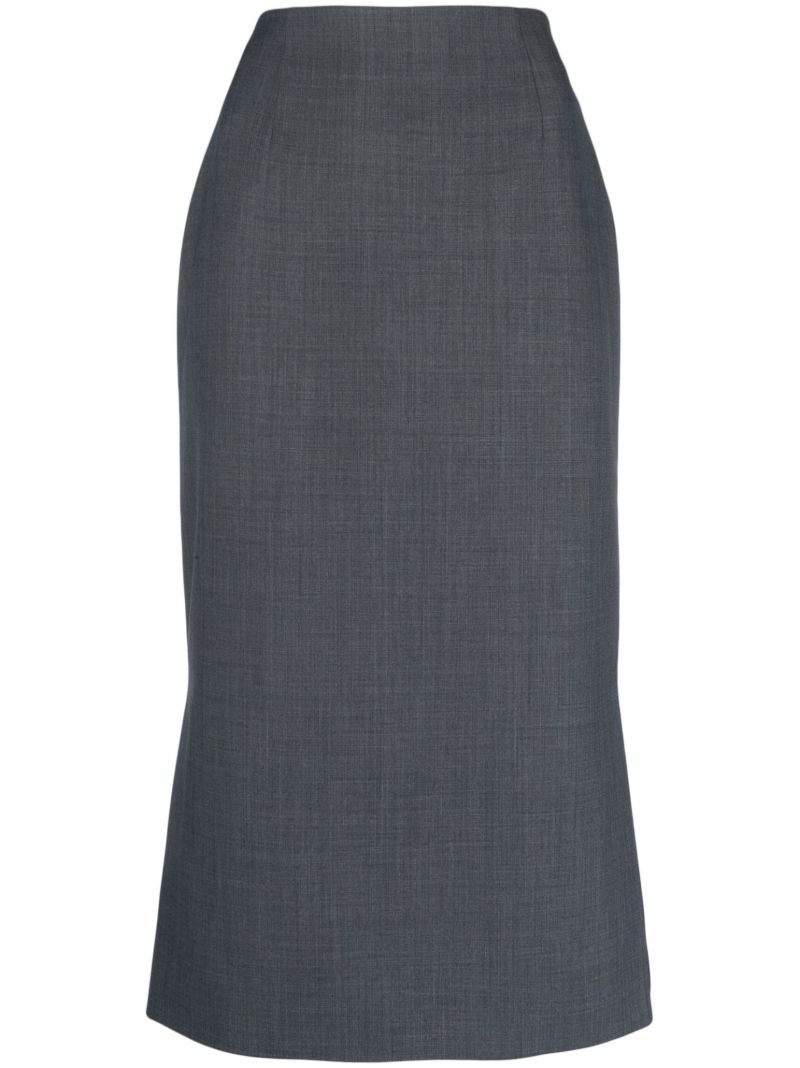 Grey High-waist Pencil Midi Skirt