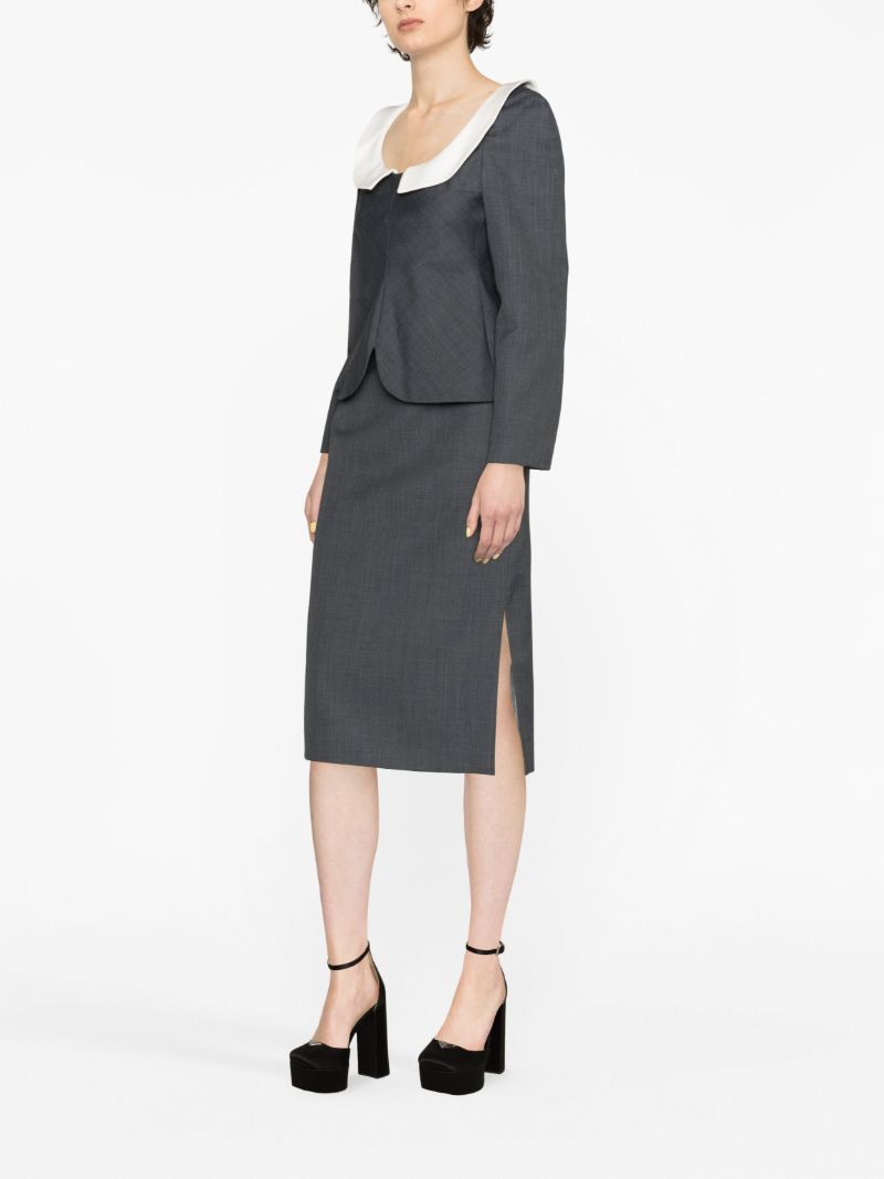 Grey High-waist Pencil Midi Skirt