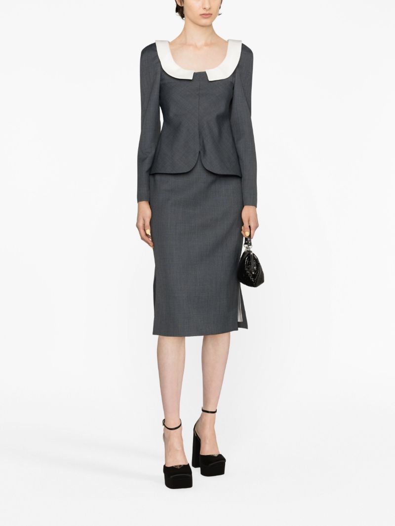Grey High-waist Pencil Midi Skirt