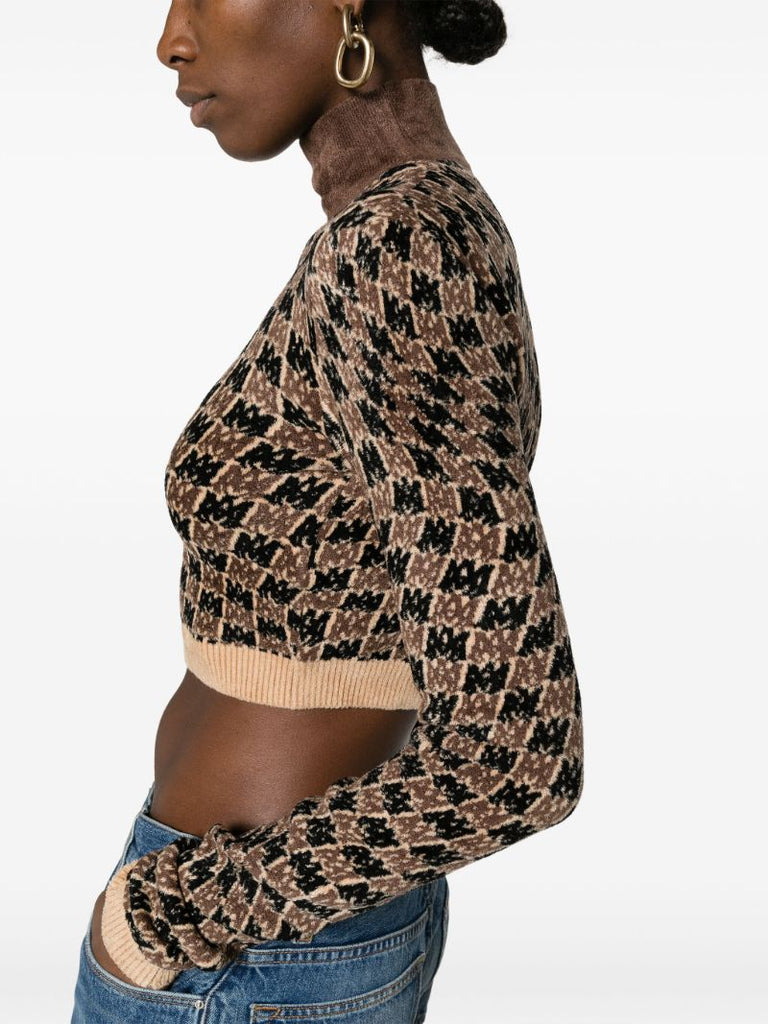 Brown Ma Swirl Crop Sweater