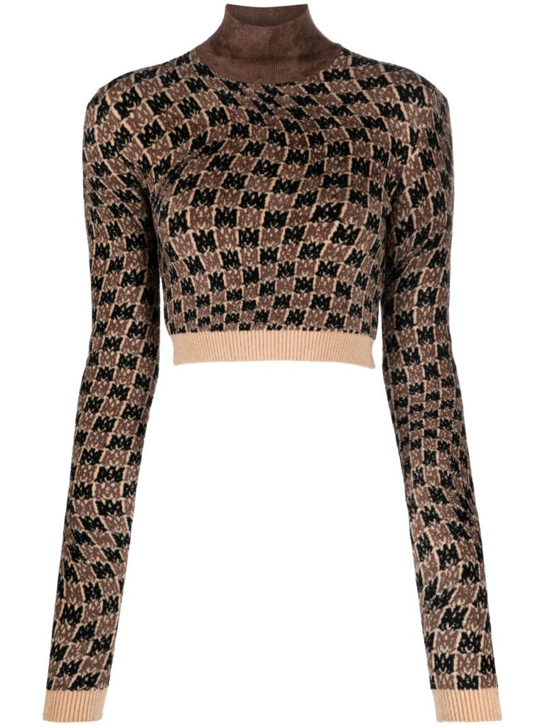 Brown Ma Swirl Crop Sweater