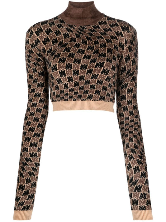 Brown Ma Swirl Crop Sweater