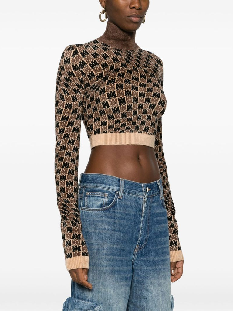 Brown Ma Swirl Crop Sweater